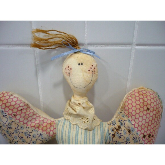 Vintage Antiqued Cottagecore Grannycore County Chic Angel Doll Handmade Unique - Picture 2 of 11